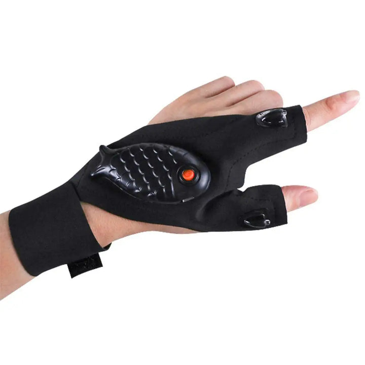 Oppladbare fingerløse reparasjonsfisking LED hansker | Luvikno