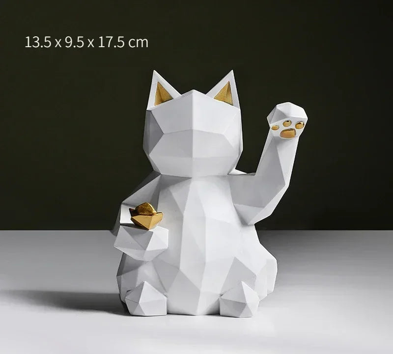 Nordic Minimalisme Geometri Lykke Katt Statuer | Luvikno