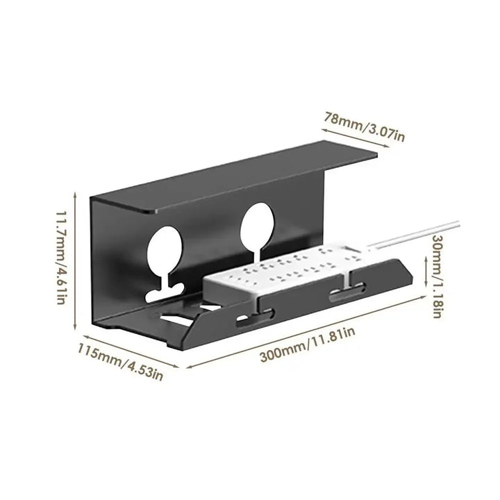 Luvikno | Kabelkanal DeskFixx | Under-bord Kabelhåndtering | Ingen boring | Solid stålhylle | Svart