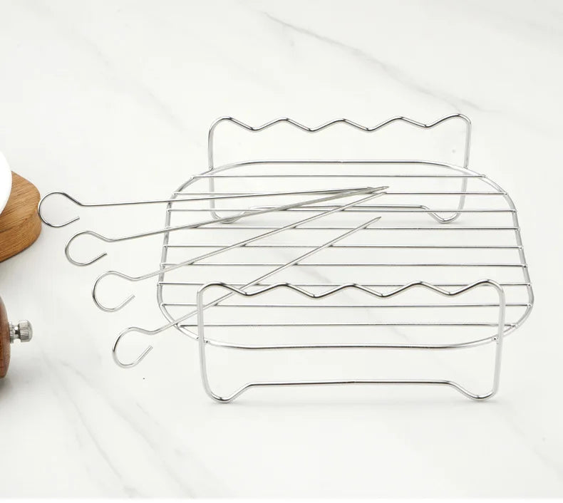 Luvikno | Grillvaro AllGrillPro BBQ Grillsett laget av rustfritt stål | Med spyd og holder | For grill, luftfryer og dampkoker | Utendørs og kjøkken