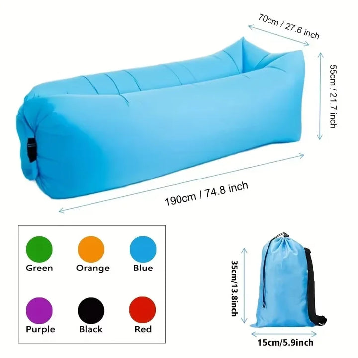 Luvikno | Oppblåsbar Lounge Sofa | Uten Pumpe & med Hodepute | AirLoungeGo Utendørs Sofa 190×70 cm – Bærbar & Vanntett