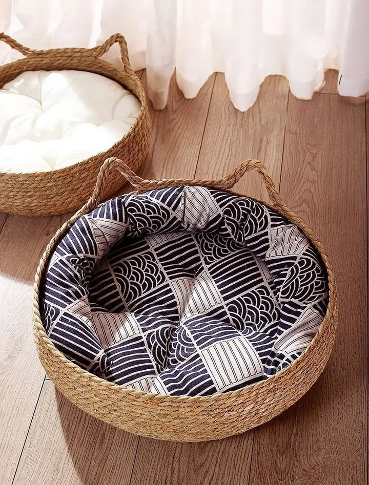 Rattan kattekurv håndlaget & vaskbar Luvikno