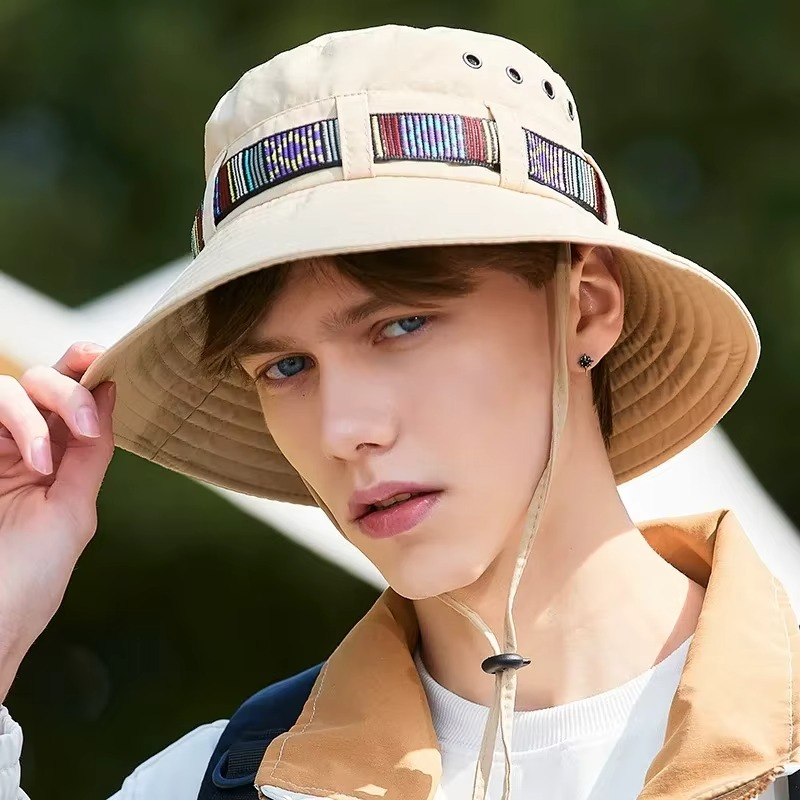 Stripete Boho-stil Sommer Solhatt - Unisex Bred Skjerm Utendørs Caps Luvikno