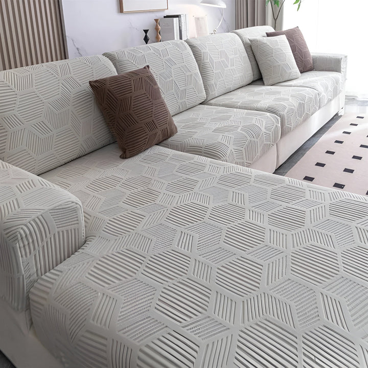 Jacquard Sofa Cover med Geometrisk Mønster – Myk & Katt-vennlig | Perfekt for Beskyttelse og Koselige Oppholdsrom | Luvikno