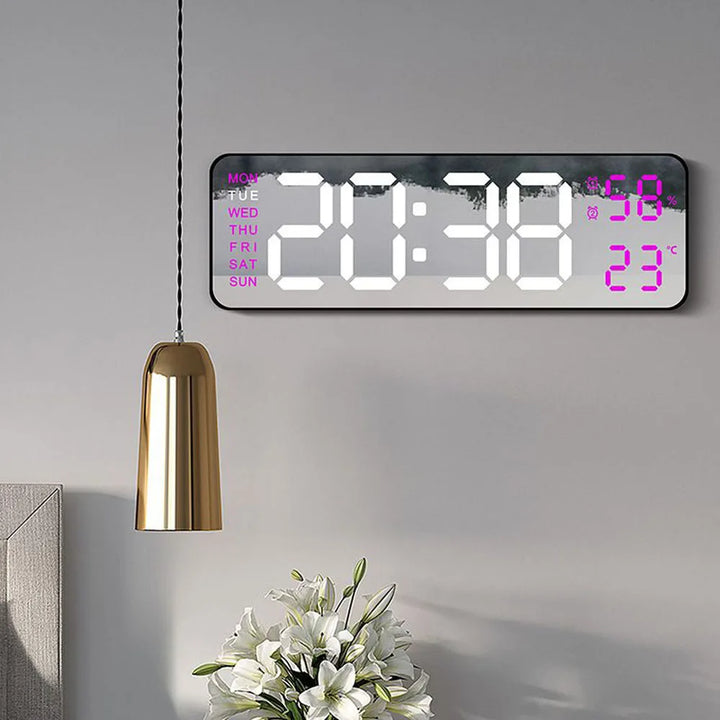 TimeGlow Klokke - Slank Digital Vekkerklokke med Temperatur & Kalender Luvikno