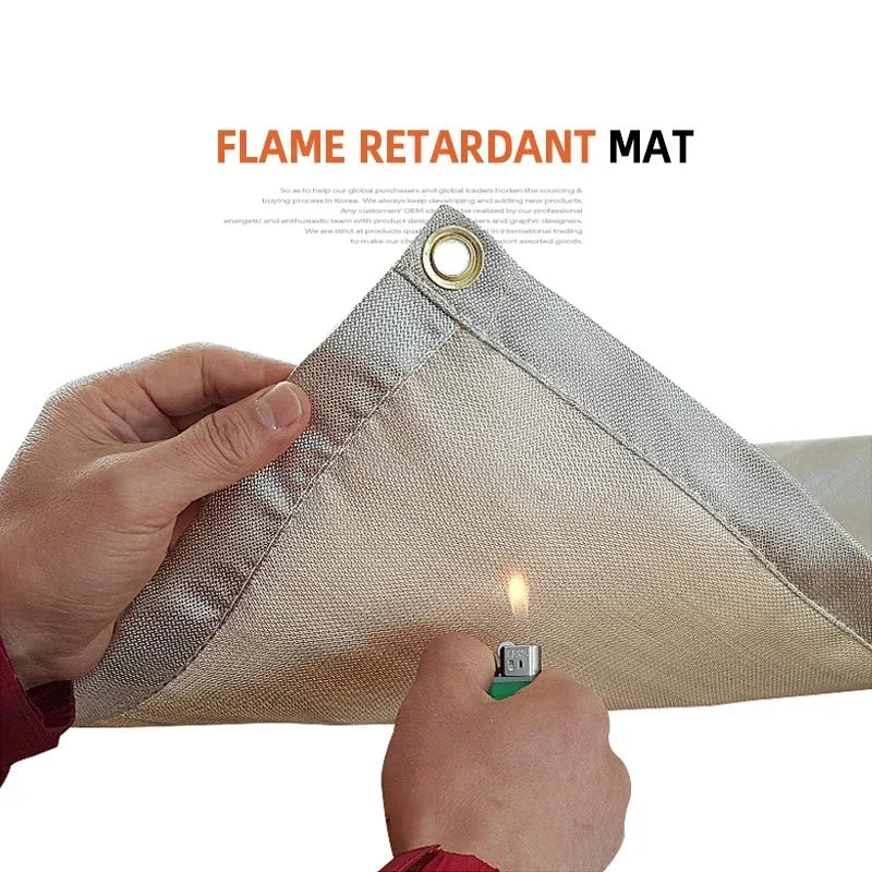 Luvikno | CampVita Brannbeskyttelse Camping Matte | Varmeresistent & Brannsikker | Ideell for Grill & Leirbål | Glassfiber Beige