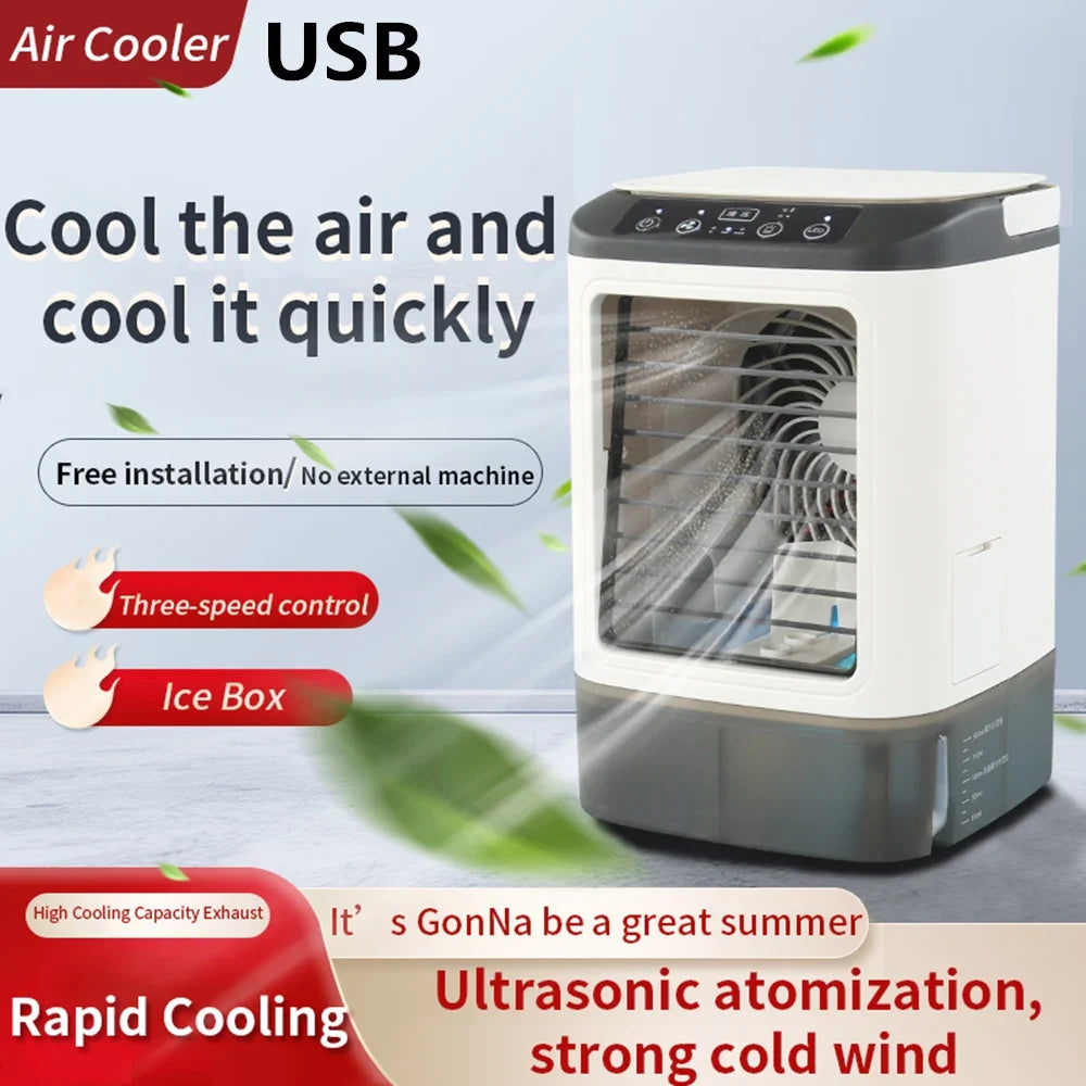 USB Bærbar Mini Air Conditioner Vifte – 3-Hastighets Skrivebords Kjølevifte med LED Nattlys, Luftkjøler for Hjemmet, Kontoret og Camping | Luvikno