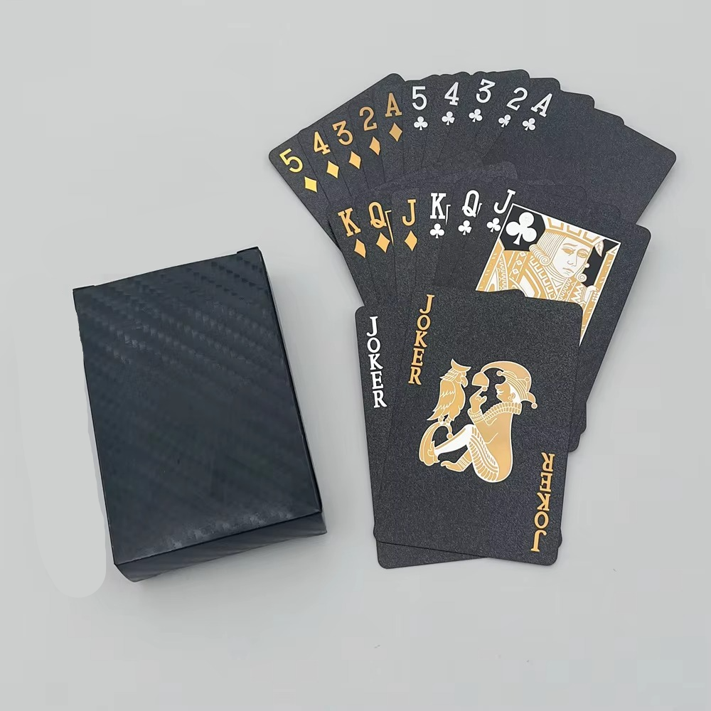 Luksus Svart & Gull Vanntette Poker Spillkort Luvikno
