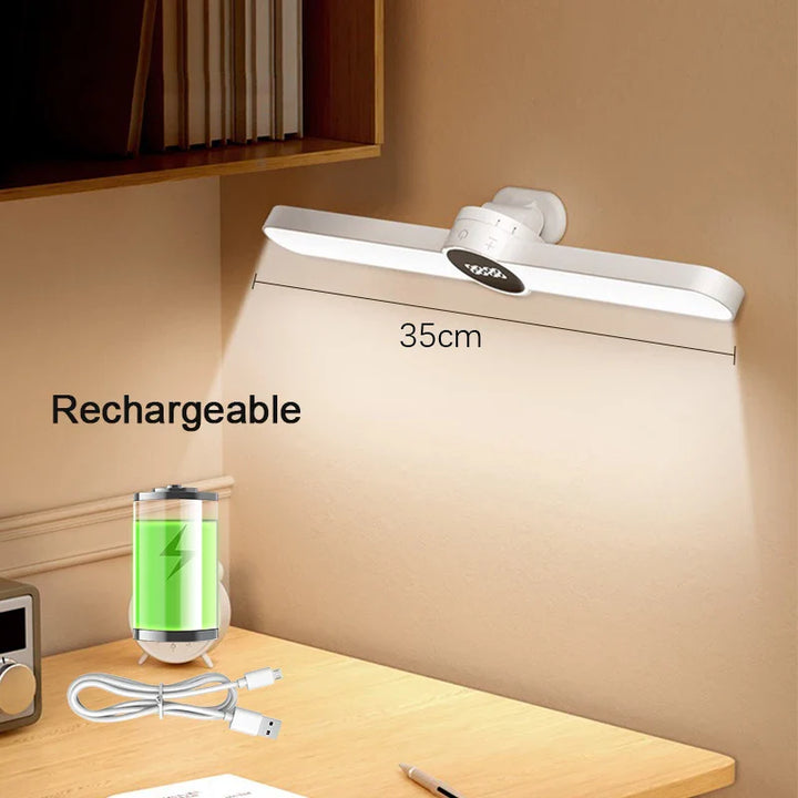 Luvikno | LED Skrivebord Lampe ClarioMag | Med Klokke & Alarm | Magnetisk & USB Oppladbar | Trinnløst Dimmbar | 35 cm