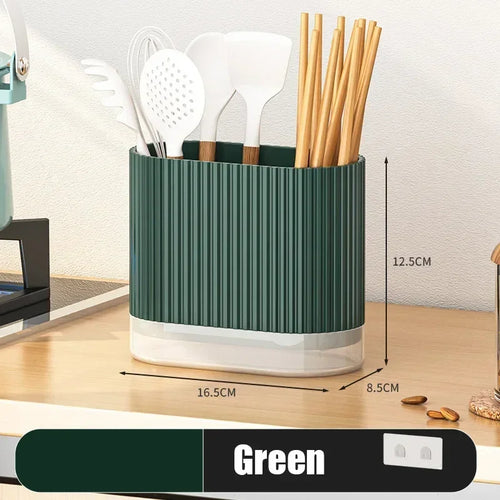 Luvikno | Bestikkorganisator Duo | Veggmonterbar bestikkholder | Ingen boring | Dreneringsfunksjon | 16.5 × 8.5 × 12.5 cm