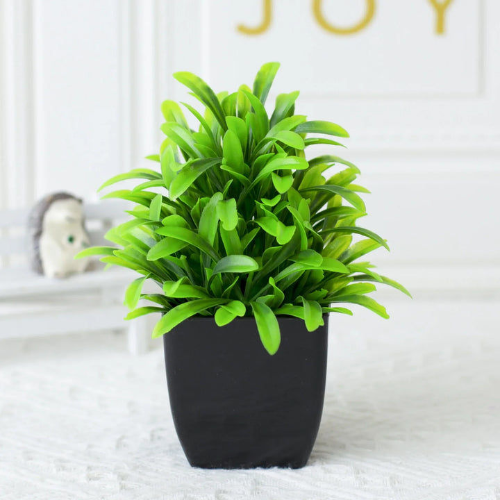 Luvikno | Leafora Kunstig Eukalyptusplante i Svart Potte | Mini Dekorativ Plante | For Bord, Bad & Kontor