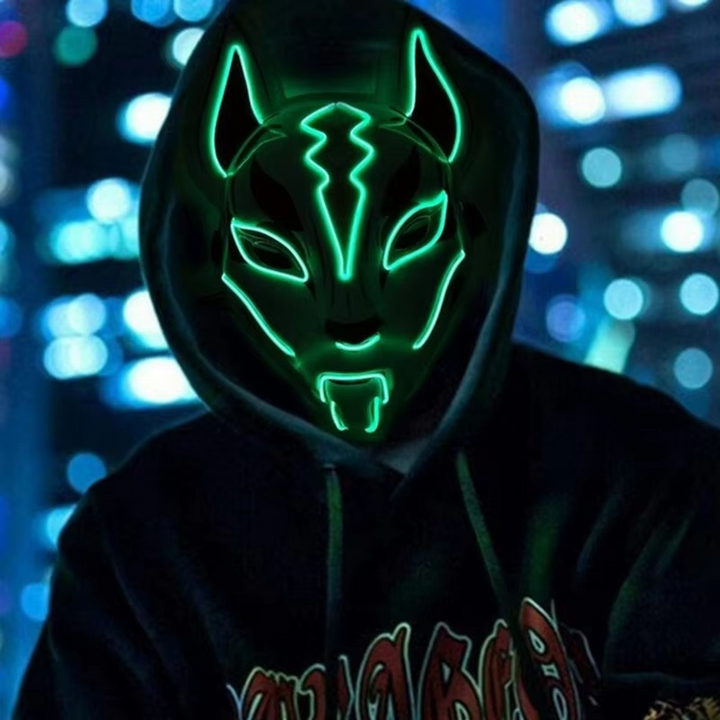 Luminous LED Full Face Fox Maske for Halloween & Cosplay Luvikno