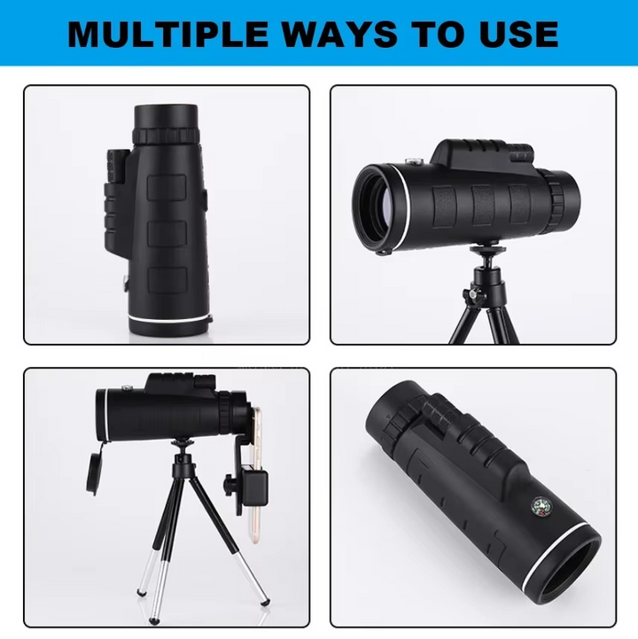 40x60 HD Monocular Telescope med smarttelefonholder og stativ for utendørs og camping Luvikno