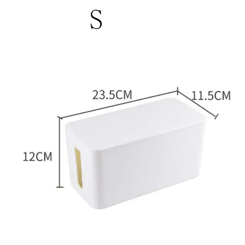 Luvikno | Kabelux Kabelboks med lokk | 32×13×12 cm | Stikkontakt & Lading Kabel Organizer | Støvbeskyttelse for Strømforsyninger & Rutere
