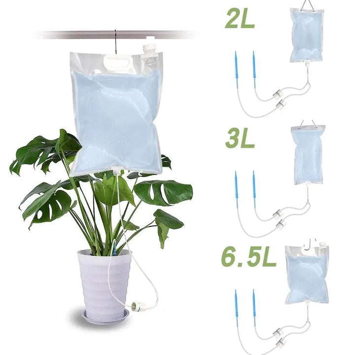 Luvikno | Floriva Plante Vanning Bag | Opptil 30 Dager Automatisk Dryppvanning | Med Ventil & 1 m Slange | 2–6.5 L