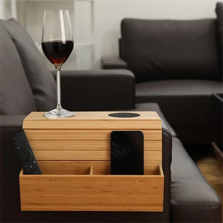 Minimalist Bamboo Sofa Armrest Organizer | Luvikno