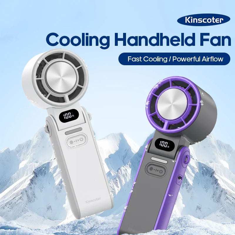 CoolityGo Håndholdt Vifte med Is-Kjøling Teknologi | 100 Fartnivåer | 3600mAh Batteri | Sammenleggbar & Ultralett | Luvikno