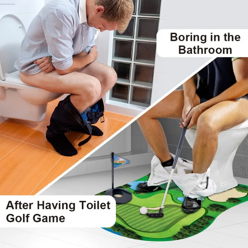 Toalett Golf Sett | Morsom Mini Golf Spill for Badet | Perfekt Gave til Menn | Golfinity Luvikno