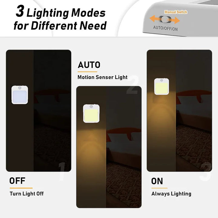 Luvikno | Sensilux Mini LED Nattlys | Med Bevegelsessensor | Varm og Kald Hvit | For Gang, Soverom og Bad
