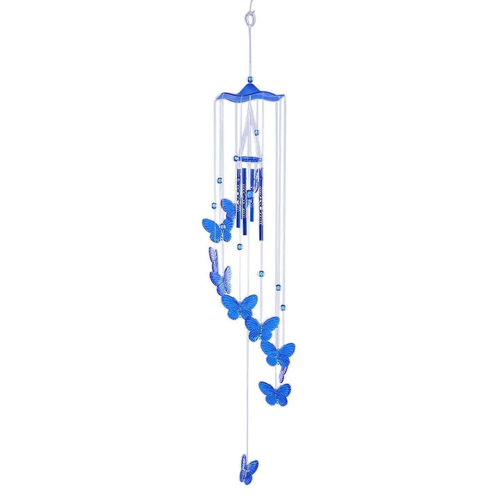 Luvikno | Klangverve Vindklokke "Luftkyss" | Romantiske Lydspill med Sommerfugl & Klokke | 55 cm Metalldekor for Hage, Balkong & Vindu