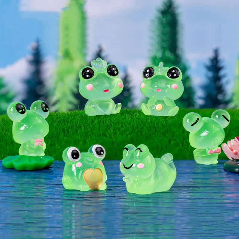 Luvikno | LumoFrosch Figursett | Glødende Mini Frosker | For Hage med Feer, Akvarium & Dekorasjon