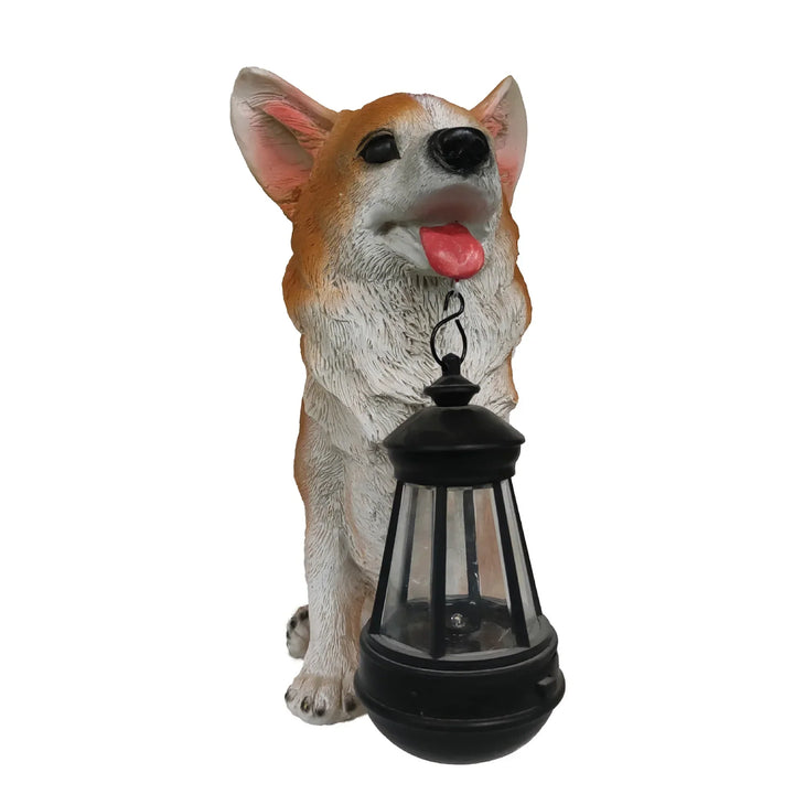 Solcel-drevet utendørs harpiks hundestatue lampe | Luvikno