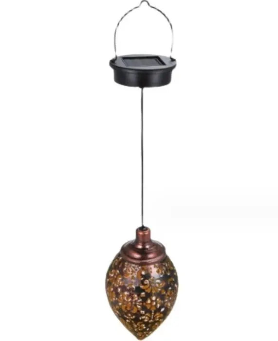 Luvikno | Lumivis SolArt Solcelle Hage Lantern Drop Form | Vanntett & Projektions Effekt | Metall | For Balkong, Terrasse & Utendørsområde