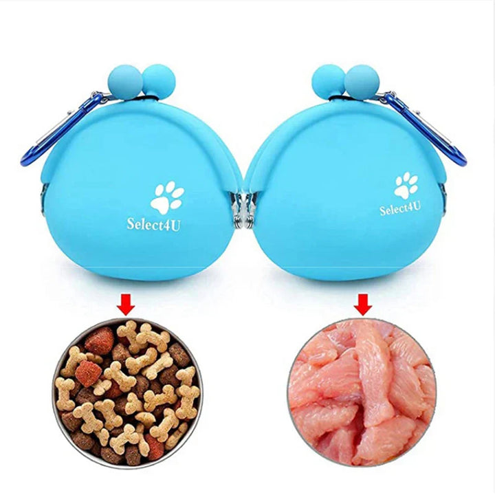 Luvikno | Treatico Silikon Snack Pose for Hunder | Med Klips & Borrelås | For Trening, Tur & Reisemål | 9 × 9.5 cm