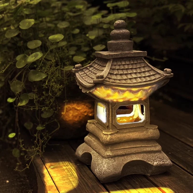 Japansk hage lantern - Værbestandig LED utendørs belysning for Zen hager | Luvikno