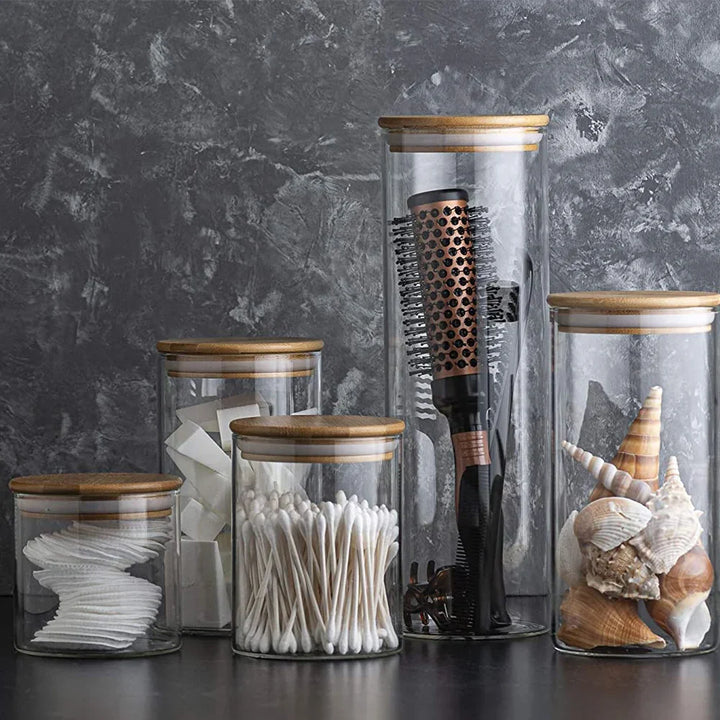 PureVorrat Glass Container Set – Oppbevaringskrukker med Trellokk | Tett og Stilfull | Moderne Kjøkkenoppbevaring | Luvikno