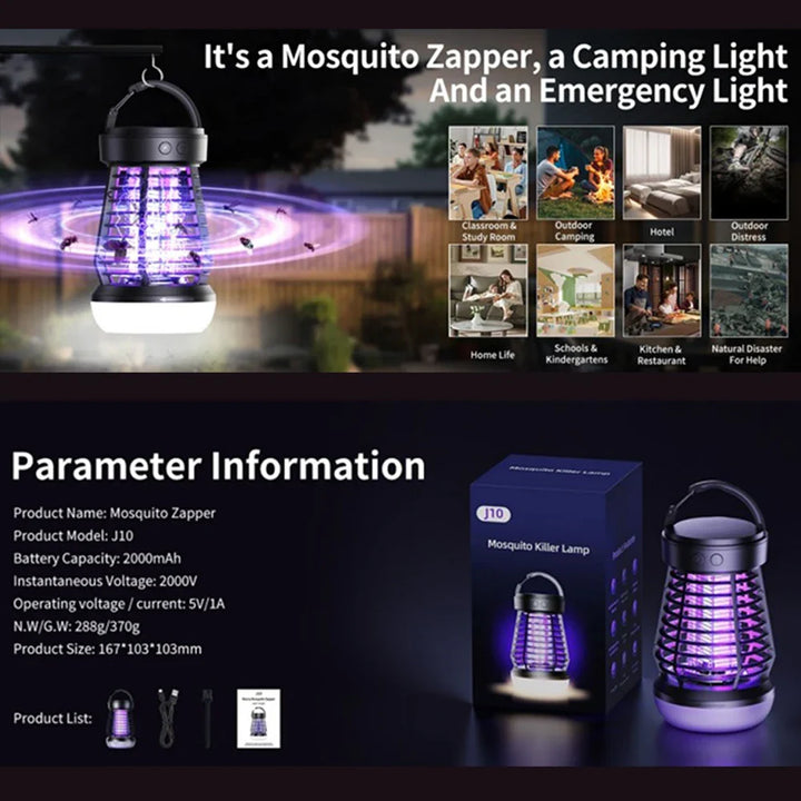 Luvikno | Myggjager lampe Lumava Pro | 4-i-1 Campinglys med insektdreper & SOS-funksjon | Oppladbar med USB-C & 2000 mAh batteri