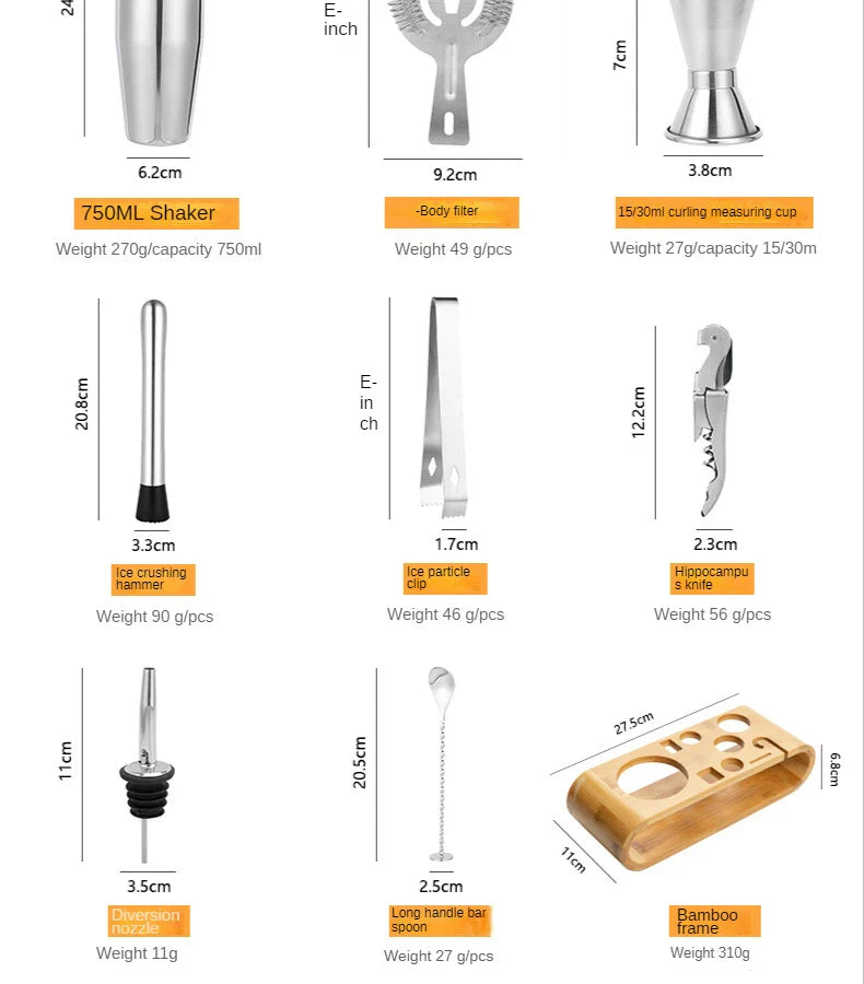 Stirré Elite Cocktail Set – Luksuriøs Metallisk Bar Kit Nødvendigheter | Luvikno