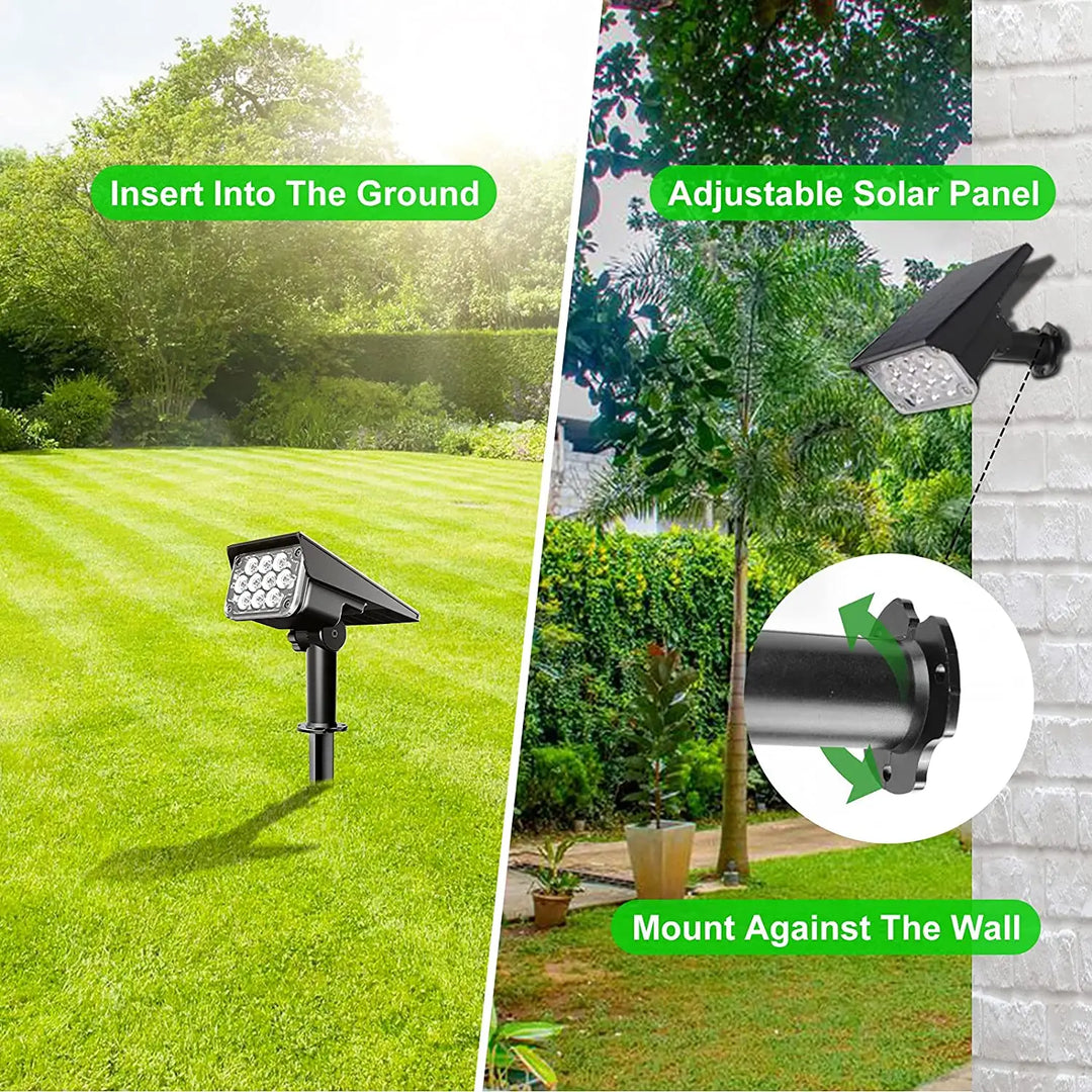 Luvikno | Solar Garden Spotlight LumiRay Sett 4 | IP65 Vanntett | Automatisk Skumringssensor | LED Landskapsbelysning