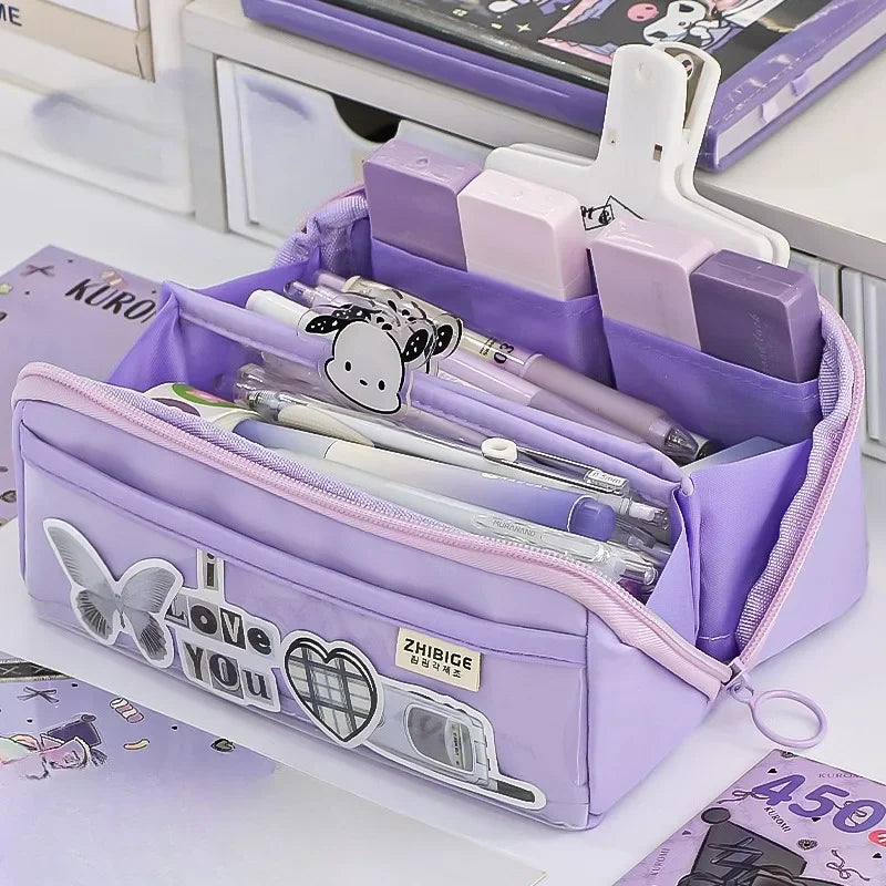 Luvikno | Blyantetui KIDZORA CrystalBag | Gjennomsiktig og Allsidig | 10-lommers design | Stor kapasitet for skole og fritid