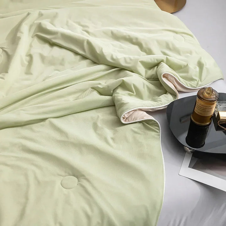 Air Condition Sommer Komforter — Ren Farge Is Silke Kjøleteppe, Lett & Glatt Twin/King Størrelse Quilt | Luvikno