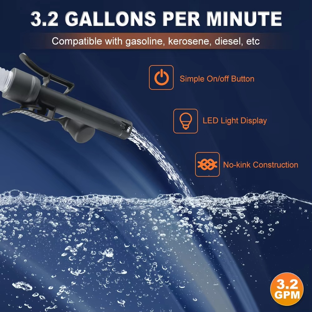 Advanced 3.2GPM Auto-stop DC 12V fuel transfer pump with leak protection & 4-tank adapter Luvikno