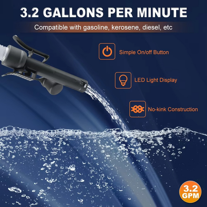 Advanced 3.2GPM Auto-stop DC 12V fuel transfer pump with leak protection & 4-tank adapter Luvikno