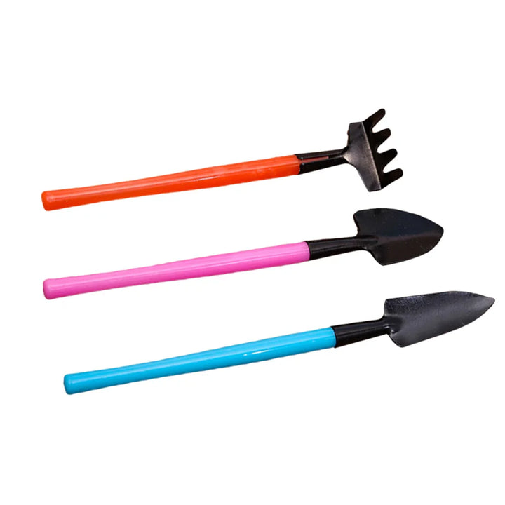 Luvikno | Florinita 3-delt Mini Hageredskapssett | Håndspade, Rive & Spade | For Stueplanter & Bonsai | 22 cm Lengde