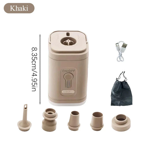 Luvikno | AirBreezy Mini Luftpumpe | Ultra Kompakt & USB-C Oppladbar | 5 Dyser | 200L/min Effekt