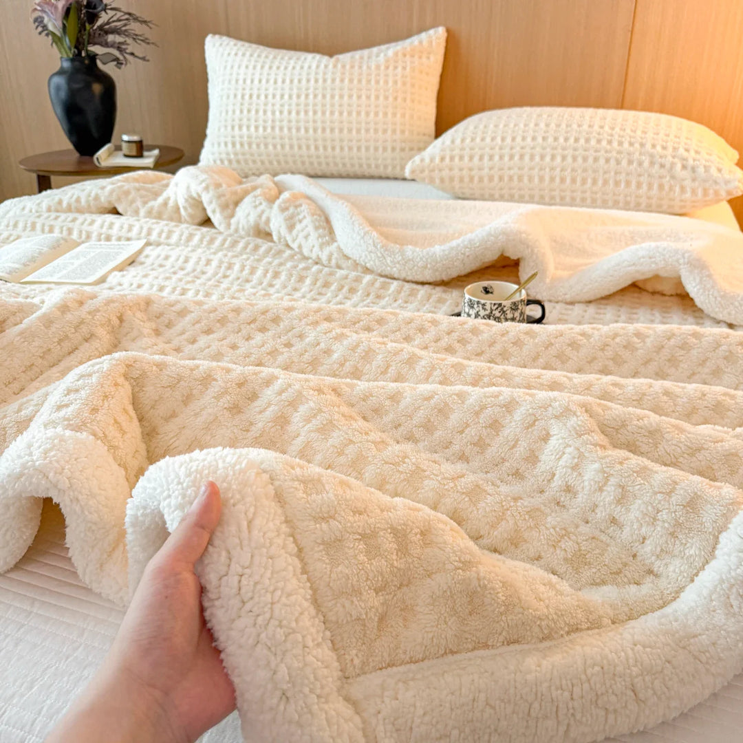 Vinter Drøm Teppet – Dobbel Lag Fleece Teppet med Lamull Utseende | Ultra Varmt, Mykt & Hudvennlig | For Sofa, Seng & Kalde Vinterdager Luvikno