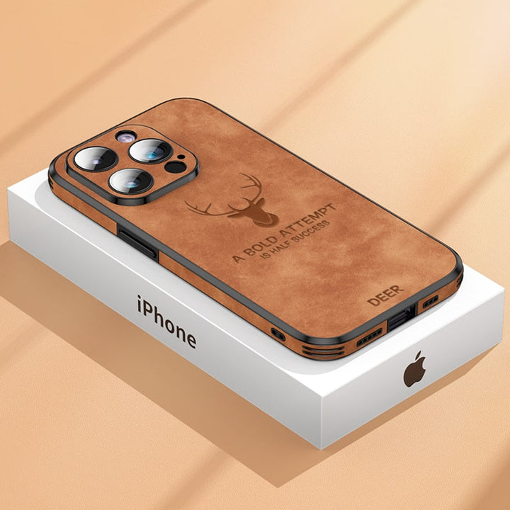 Luvikno | Deer - Luksuriøs Læder iPhone Deksel med Stilig Design og Sjokkbestandig Beskyttelse