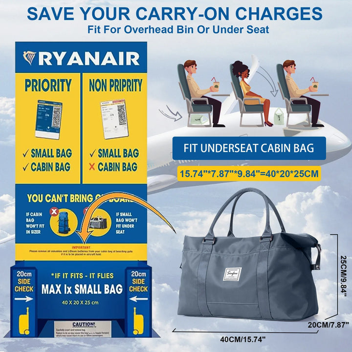 Luvikno | Aerovigo Reisebag Håndbagasje 40x20x25 | Stor Kapasitet | Helgetaske for Korte Turer | Flygodkjent Kabinbag