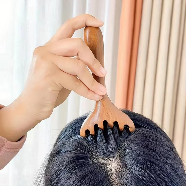 Sandeltre Gevir-formet Gua Sha Hodebunnmassasje Luvikno