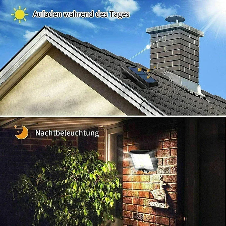 Luvikno | LuminaX Solar | 100 COB LED Sollys | IP65 | Bevegelsessensor & 3 Moduser | Trådløs Utendørsbelysning