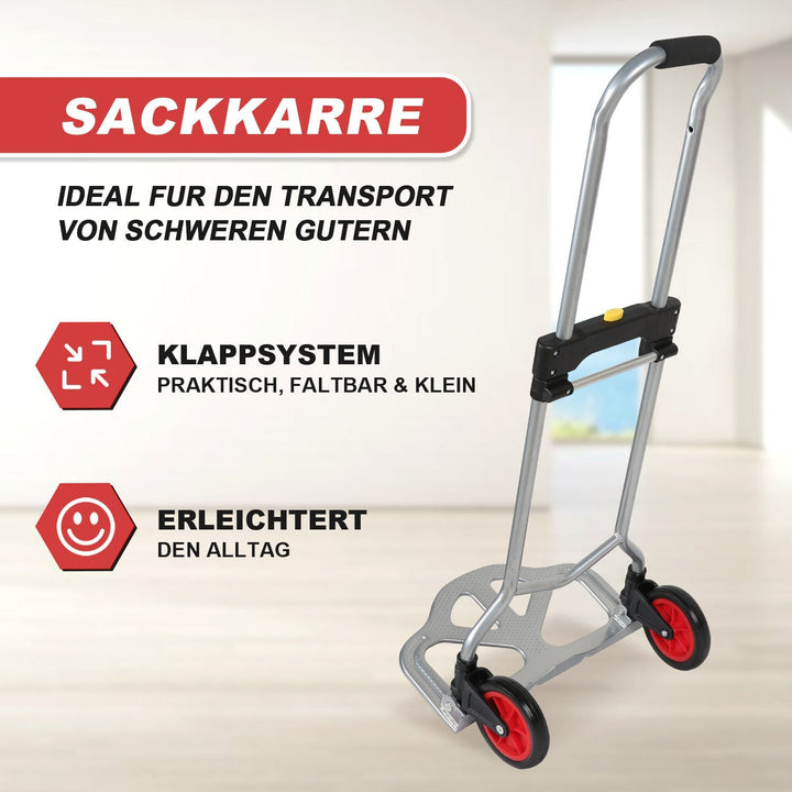 Sekkevogn Sammenleggbar transportvogn 60 kg Lastkapasitets | Luvikno