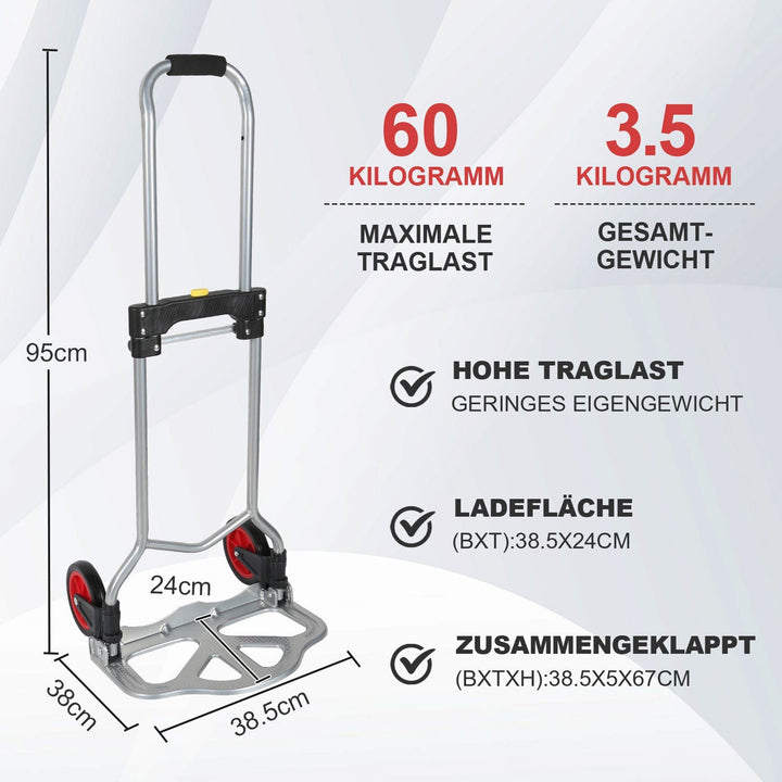 Sekkevogn Sammenleggbar transportvogn 60 kg Lastkapasitets | Luvikno