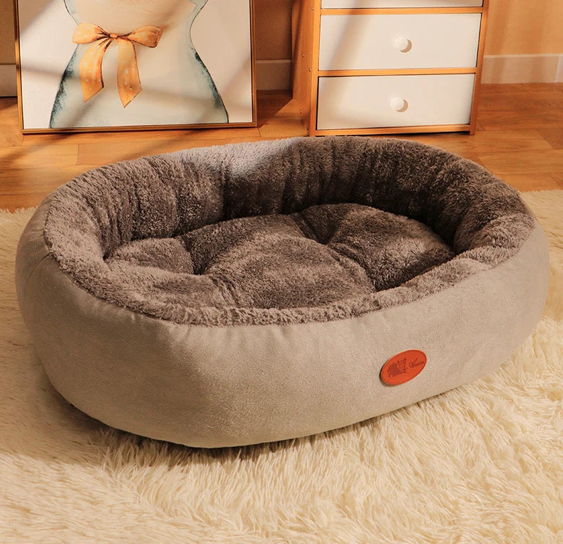 Oval Plush Bed for Dogs & Cats Luvikno