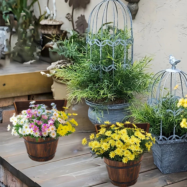 Klassiske hageblomsterpotter med trelook Luvikno