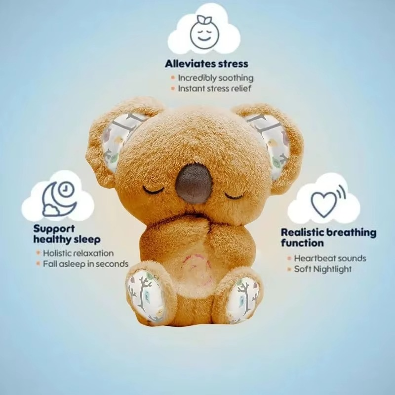 Koseklump Koala Plush Søvnkamerat med Mild Glød og Beroligende Lyder Luvikno