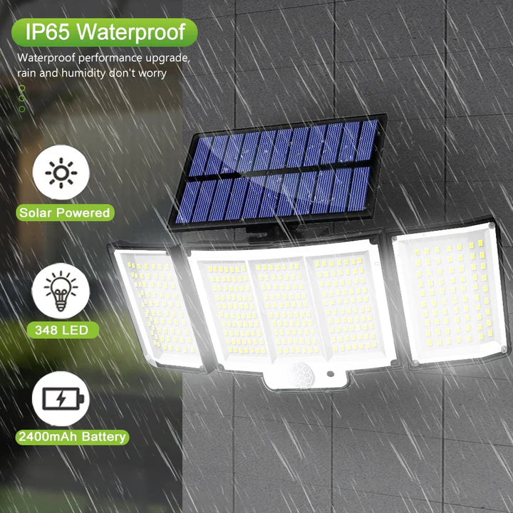 Luvikno | Solar Wall Light LumoGuard 318LED | Bevegelsessensor & 3 Belysningsmoduser | IP65 Vanntett for Hage, Terrasse & Gjerde